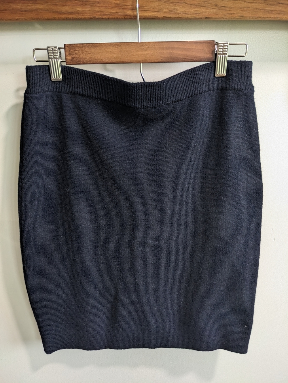 Valerie Stevens Vtg Women's Pencil Skirt Pure Wool Size Petite Med Blue Pull On